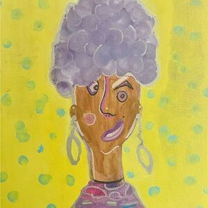 Lavender Afro Mixed Media Wall Art by